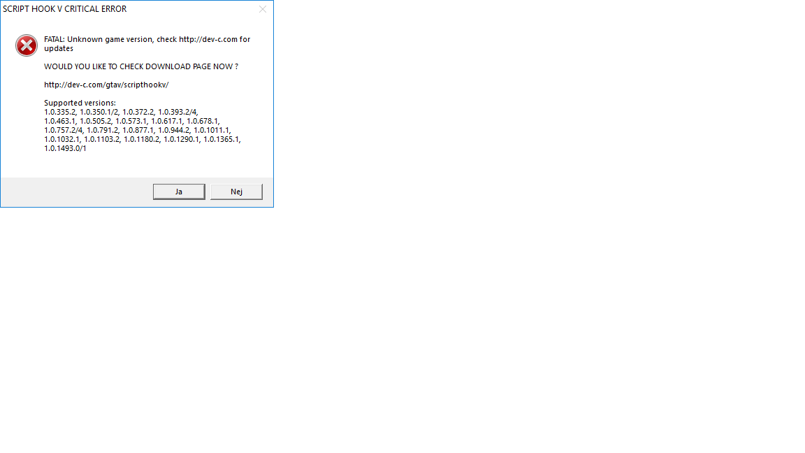 fatal unknown game version script hook v fatal unknown game version script hook v