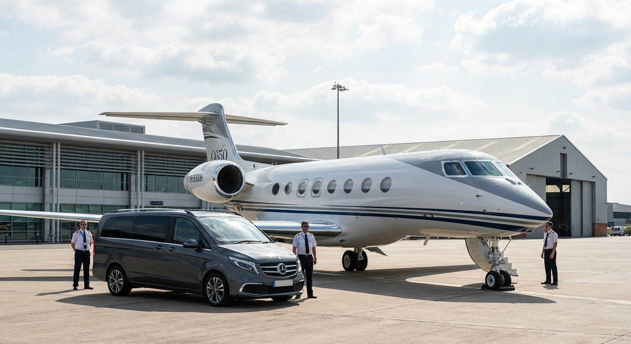 Navette aéroport devant terminal