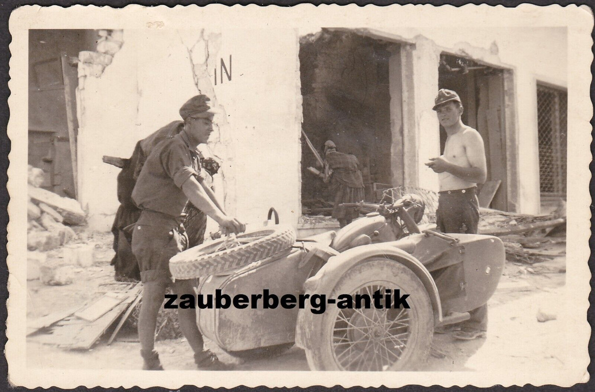 Foto Wehrmacht mit BMW Gespann Krad Motorrad DAK Afrikakorps Südfront
