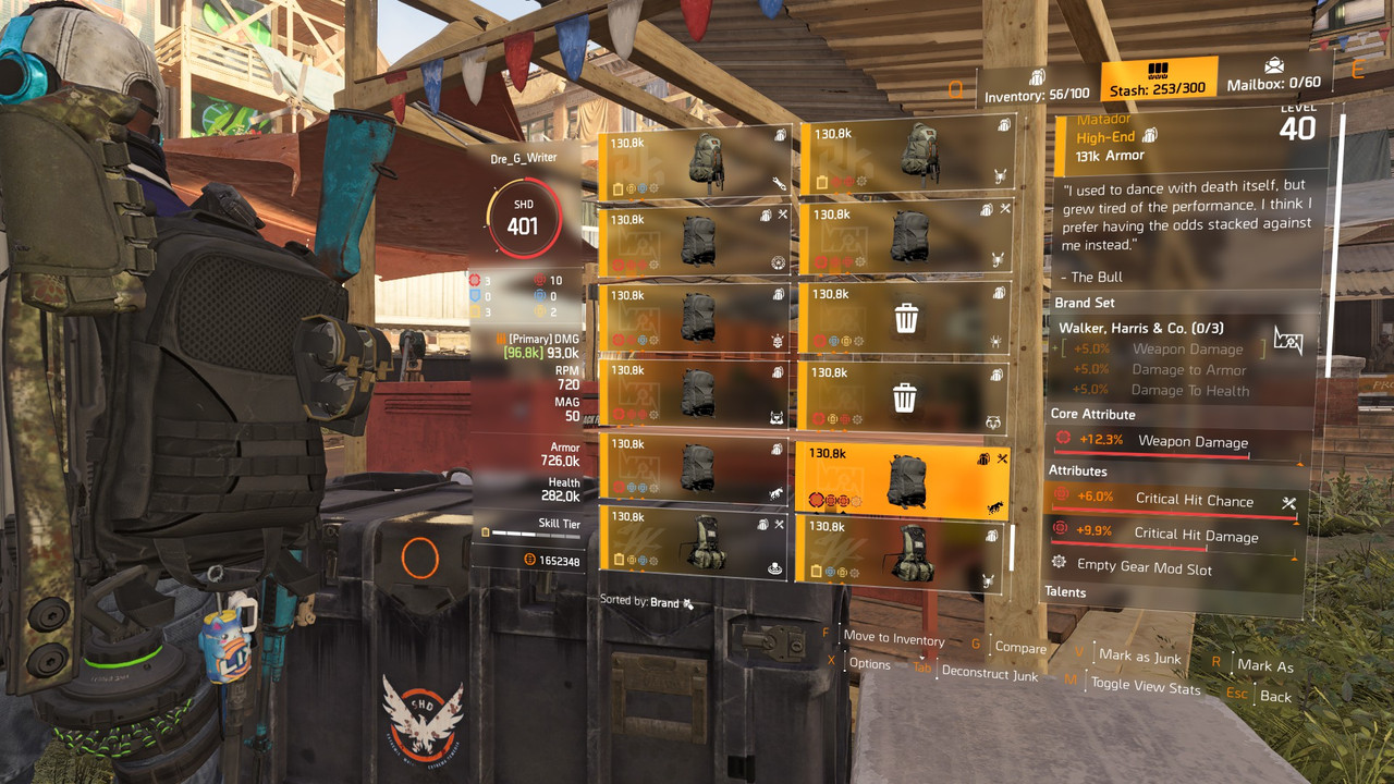 Matador Backpack Question r/thedivision