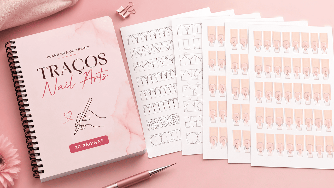 Mockup das Planilhas de Treino de Traços para Nail Art