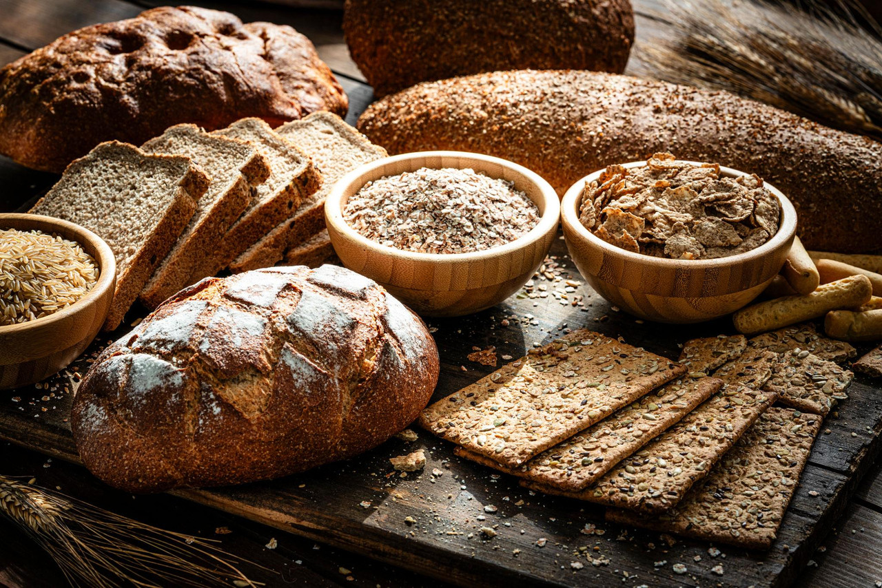 Artisan breads and grains display
