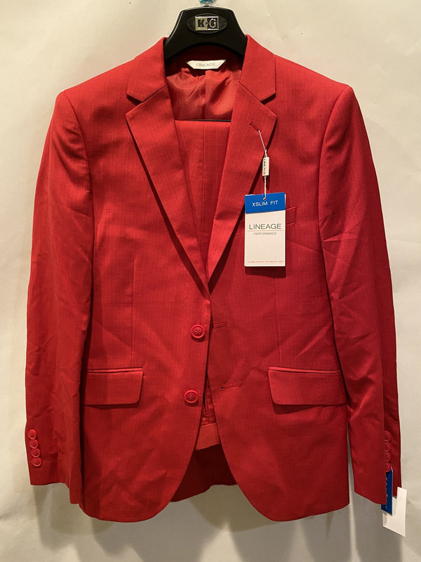 LINEAGE 0S2XFN 3FNM36S61 X SLIM FIT RED SUIT AND SLACKS SIZE 35S 28W