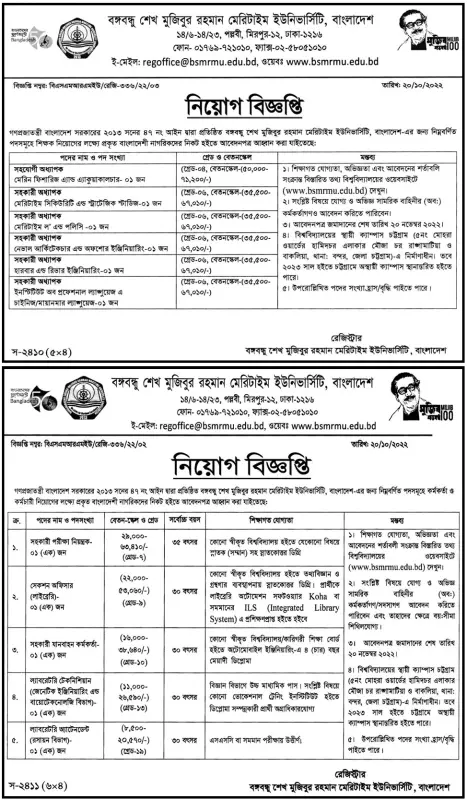 bsmrmu job circular