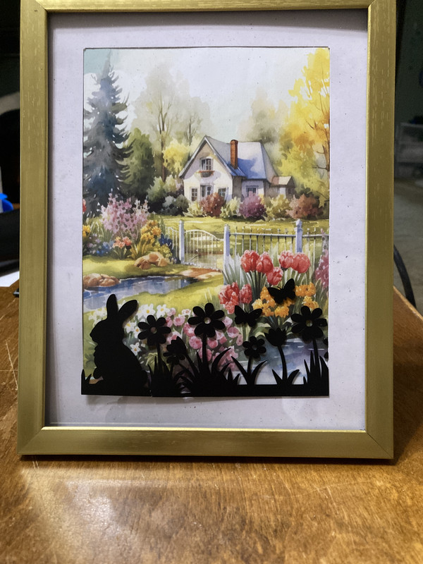 handcrafted spring bunny picture and frame