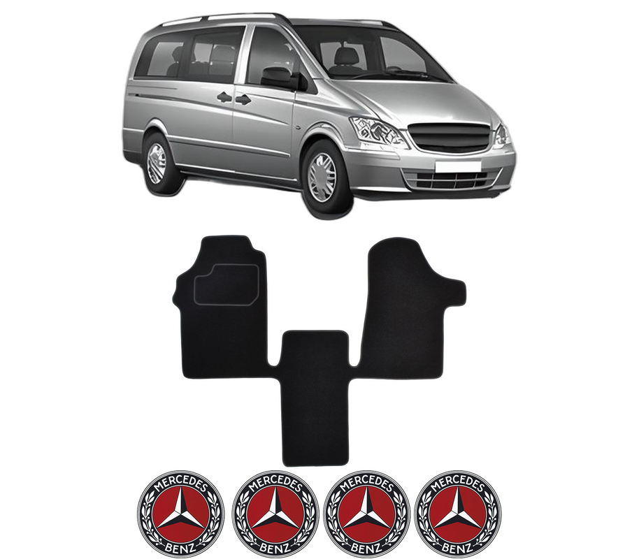 Set Covorase Presuri MERCEDES-BENZ VITO Bus (W639) din 2003-2014, Auto, Material Textil Mocheta, 4 Stickere auto cu MERCEDES-BENZ