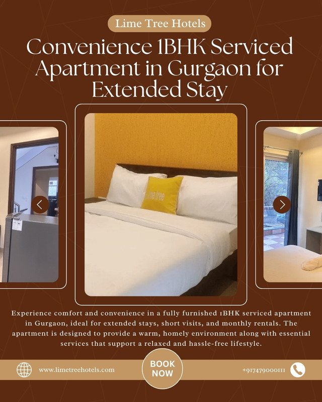 Convenience 1BHK Serviced Apartment in Gurgaon for Extended Stay