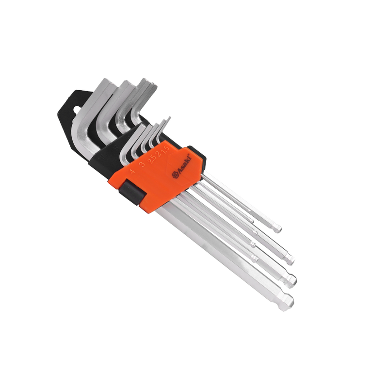 JGO DE LLAVES ALLEN DE BOLAS/ 9 PIEZAS DE 1.5 MM A 10 MM (M) ASAKI