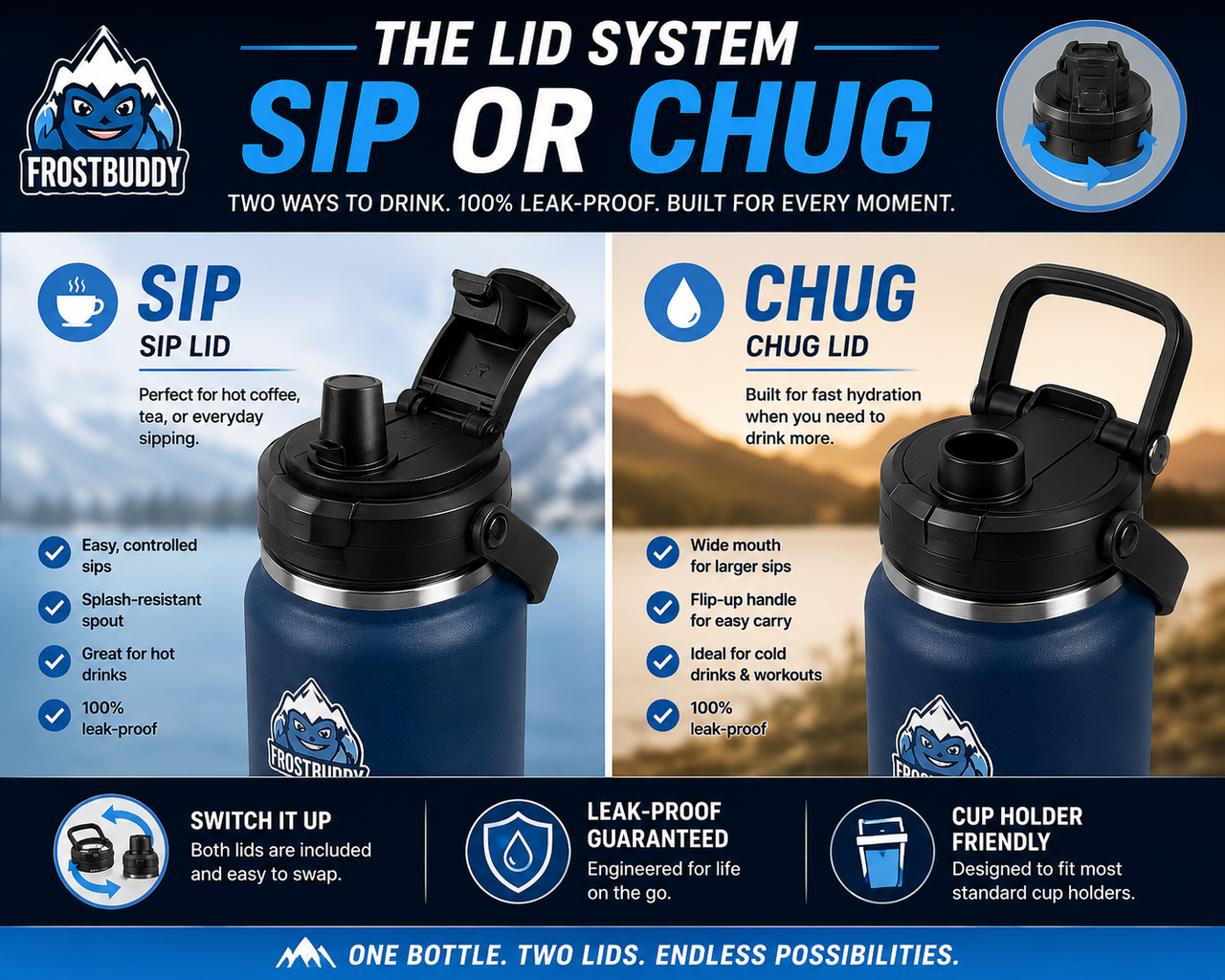 SIP or chug: versatile drink lids