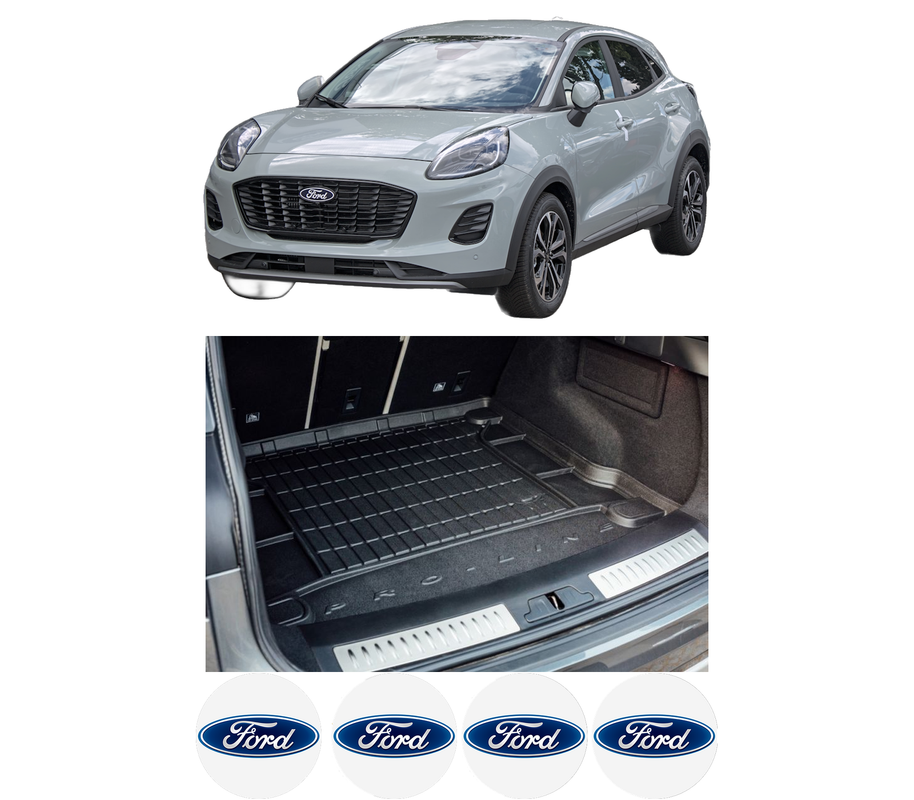 Tavita Portbagaj FORD PUMA (J2K, CF7) din 2019-2020, Protectie Portbagaj Auto, 4x Stickere auto cu FORD