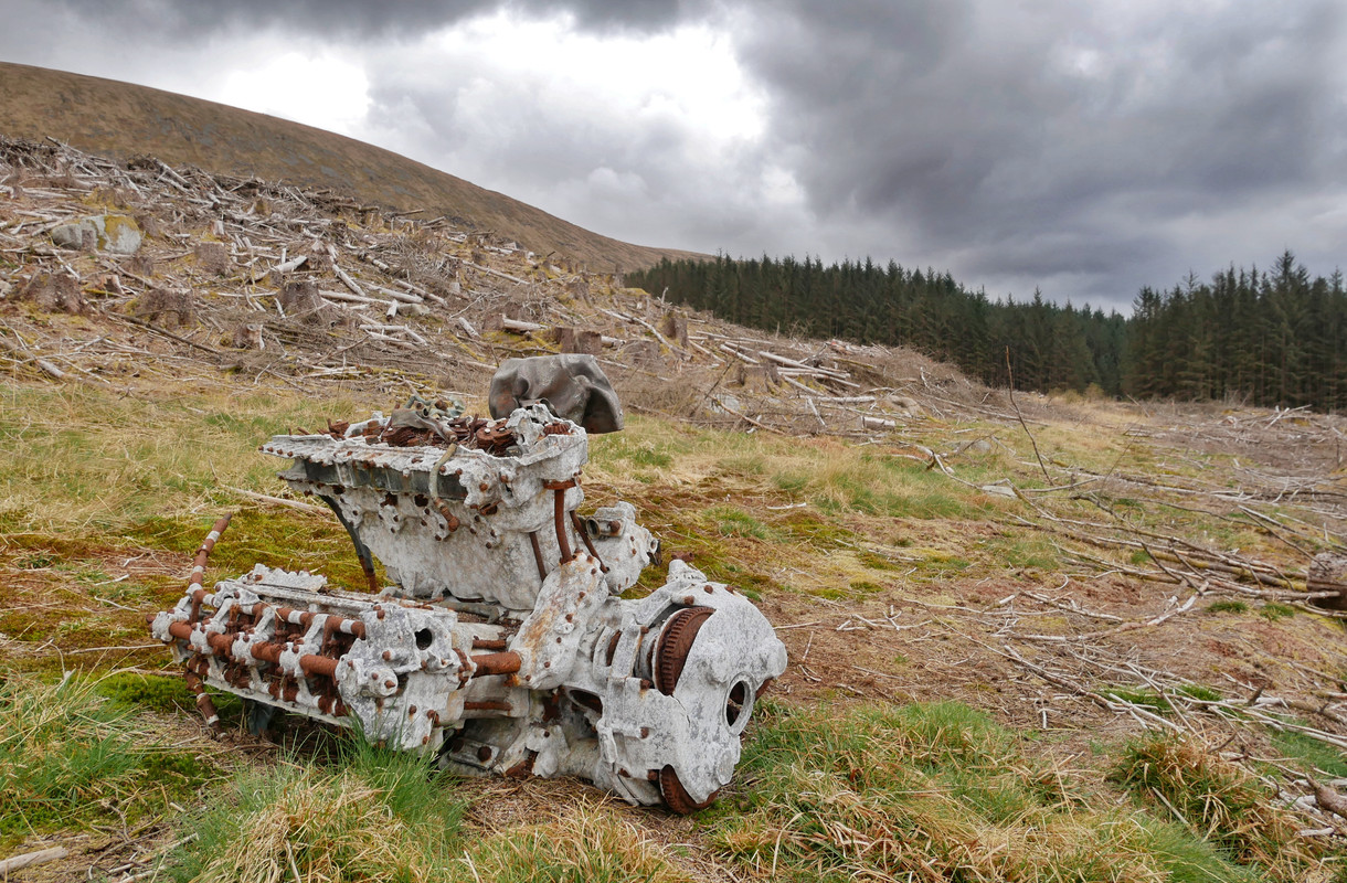 Crash site merlin engine