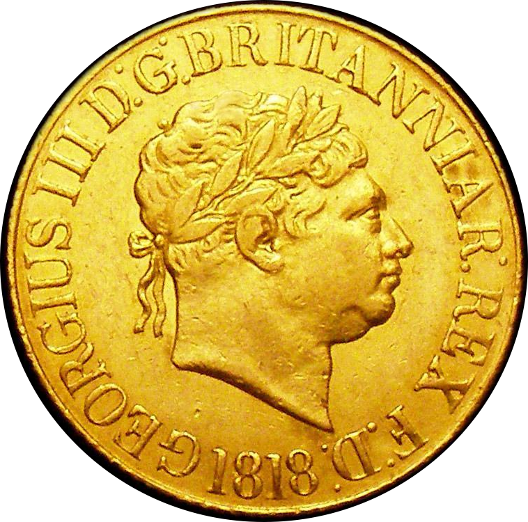1818 sovereign - Ascending Colon Obverse