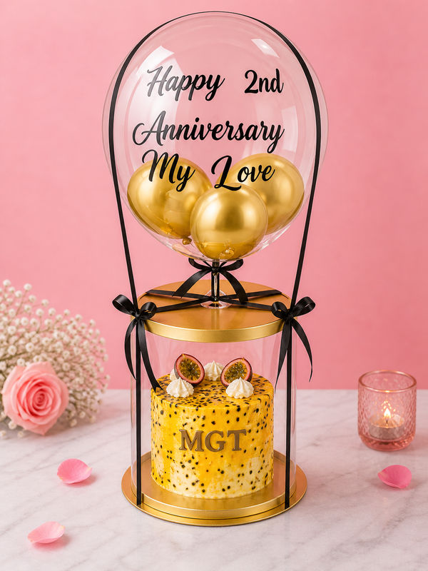 Anniversary Celebration With Balloons N Cake  Image