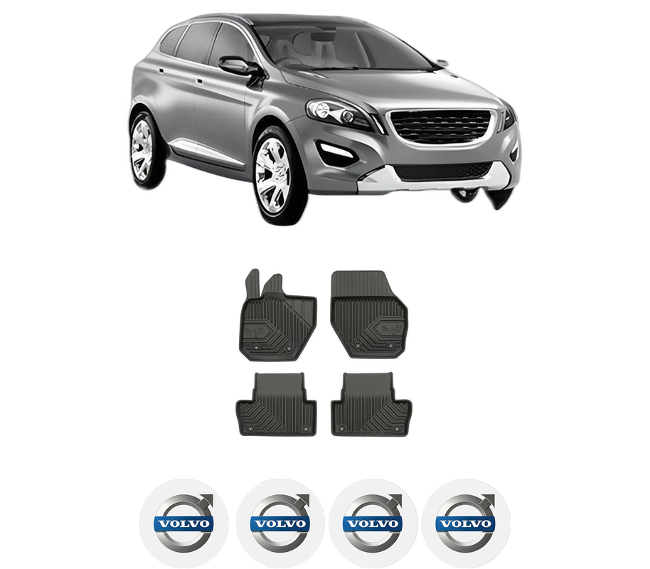 Set covorase presuri VOLVO XC60 I VAN (156) din 2013-2017, auto, din cauciuc thermoplastic, 4 Stickere auto cu VOLVO