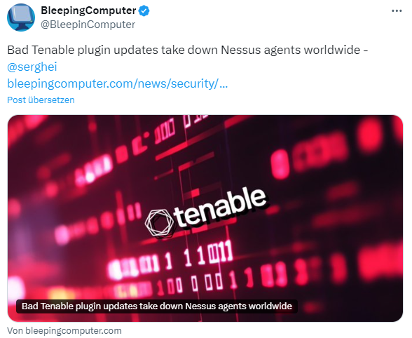 Tenable Incident Report Nessus outage