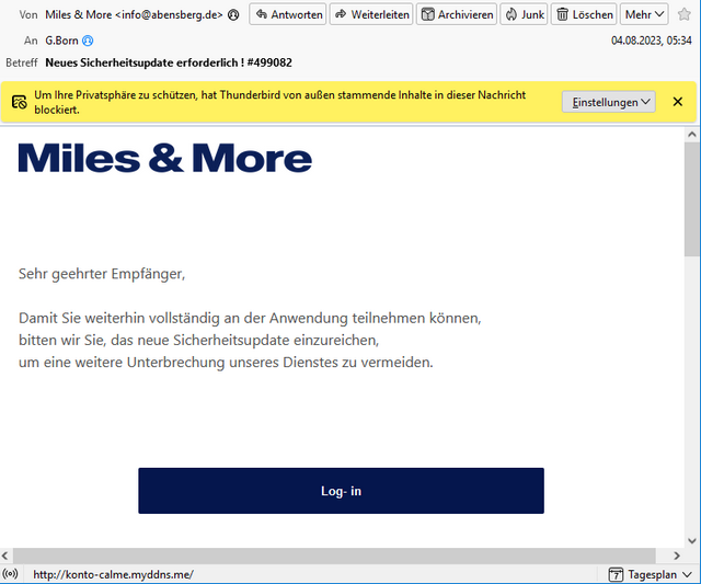Phishing mit Miles & More