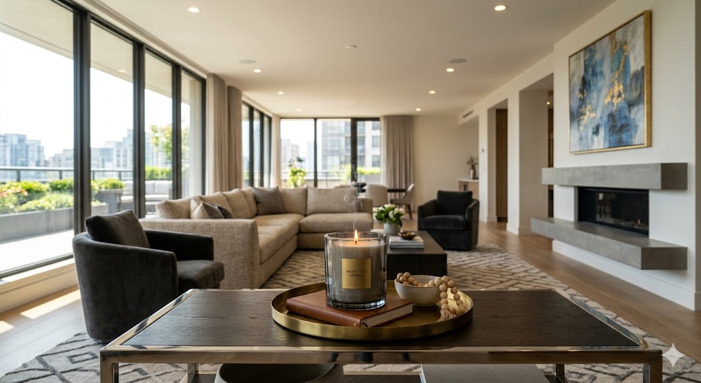 Best scented candles for large rooms in a spacious living room