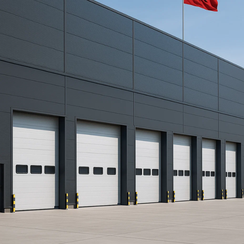 Porte sectionnelle industrielle avec portillon