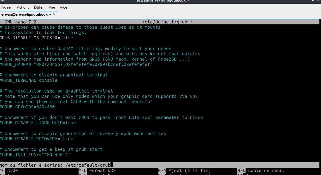 terminal sudo nano