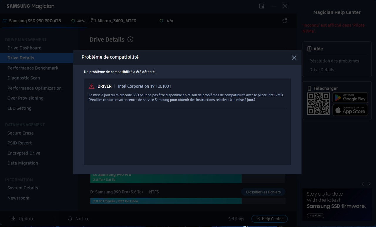 mise à jour 990 Pro