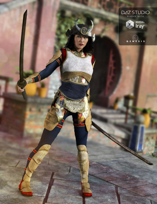 00 daz3d nitsu hinshi samurai armor for genesis 3 female s