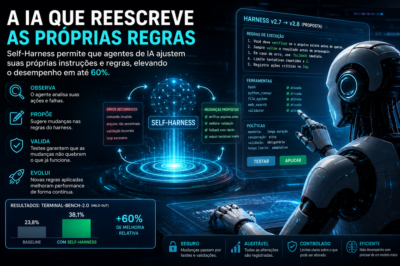 A IA que reescreve as próprias regras: Self-Harness mostra que o futuro dos agentes pode estar fora do modelo