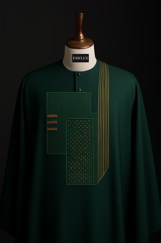 Luxury Agbada with intricate embroidery by FAWLUX Lagos