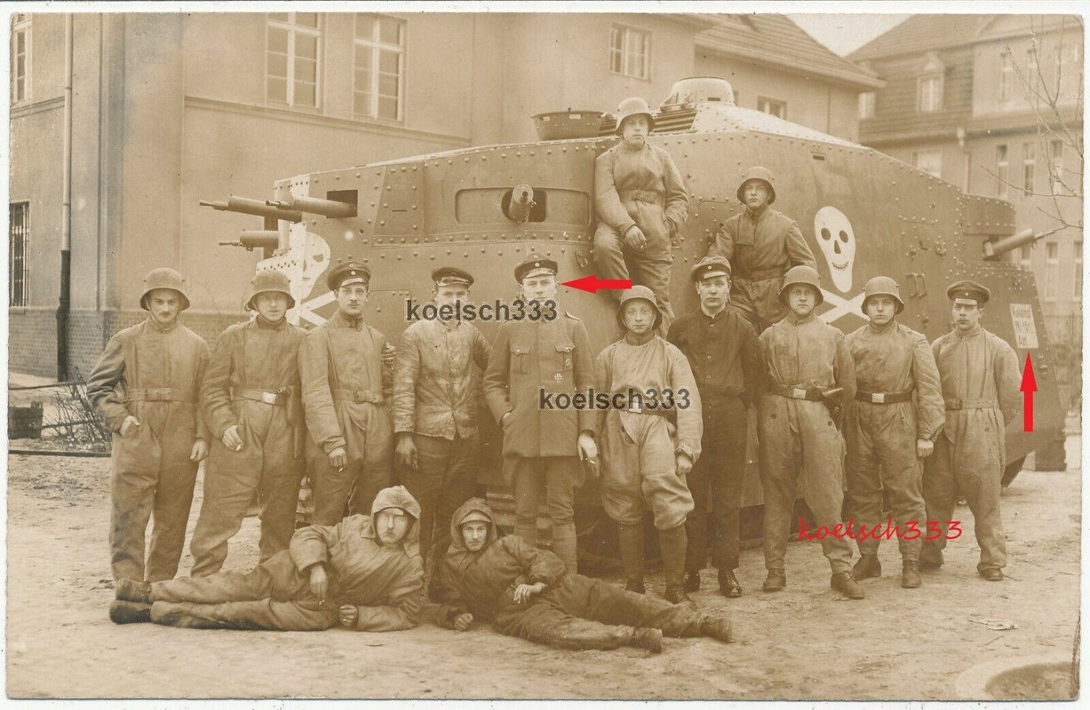 Foto Rarität ! Sturmpanzerwagen A7V -Hedi- Freikorps Panzer Leipzig Kokampf 151 (1)