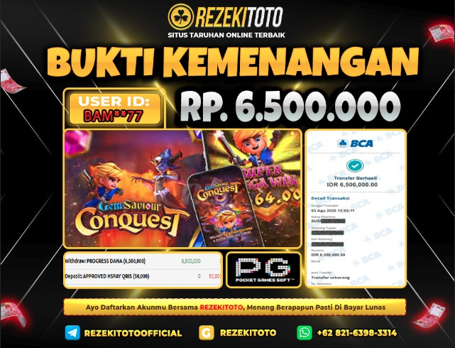 BUKTI KEMENANGAN 3 AGUSTUS 2025  GEM SAVIOUR CONQUEST 6 JUTA 