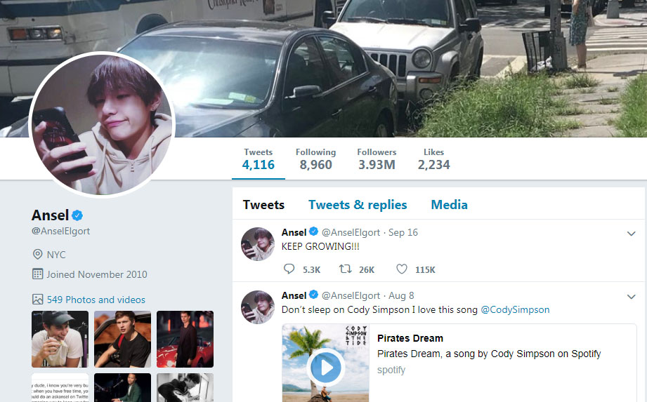 Twitter Ansel Elgort