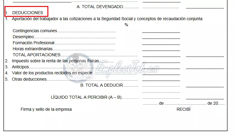 Deducciones de una nómina