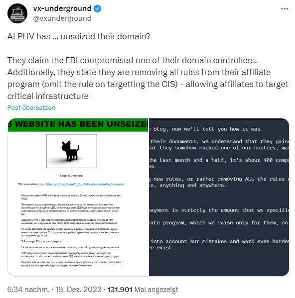 FBI compromised BlackCat infrastructure