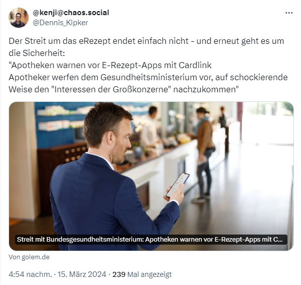 Warnung vor CardLink beim eRezept