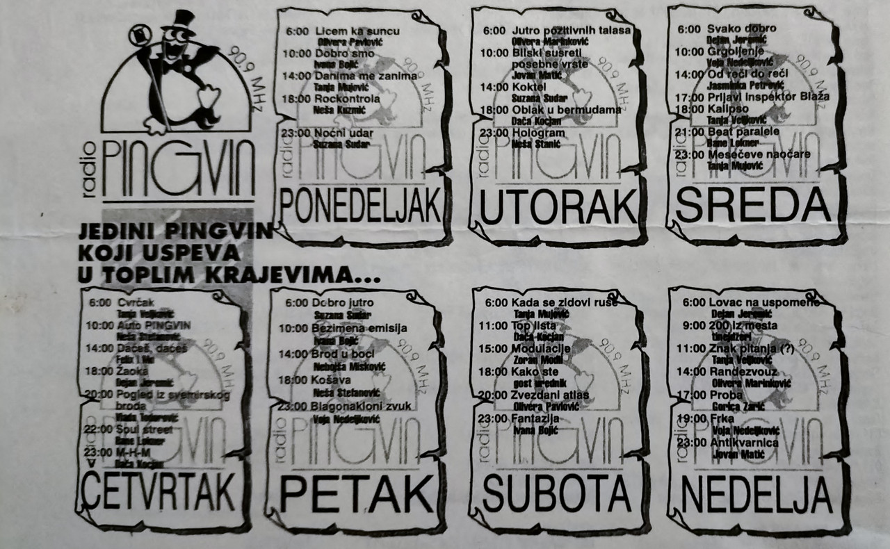 Radio Pingvin Beograd  90,9 MHz (1993)