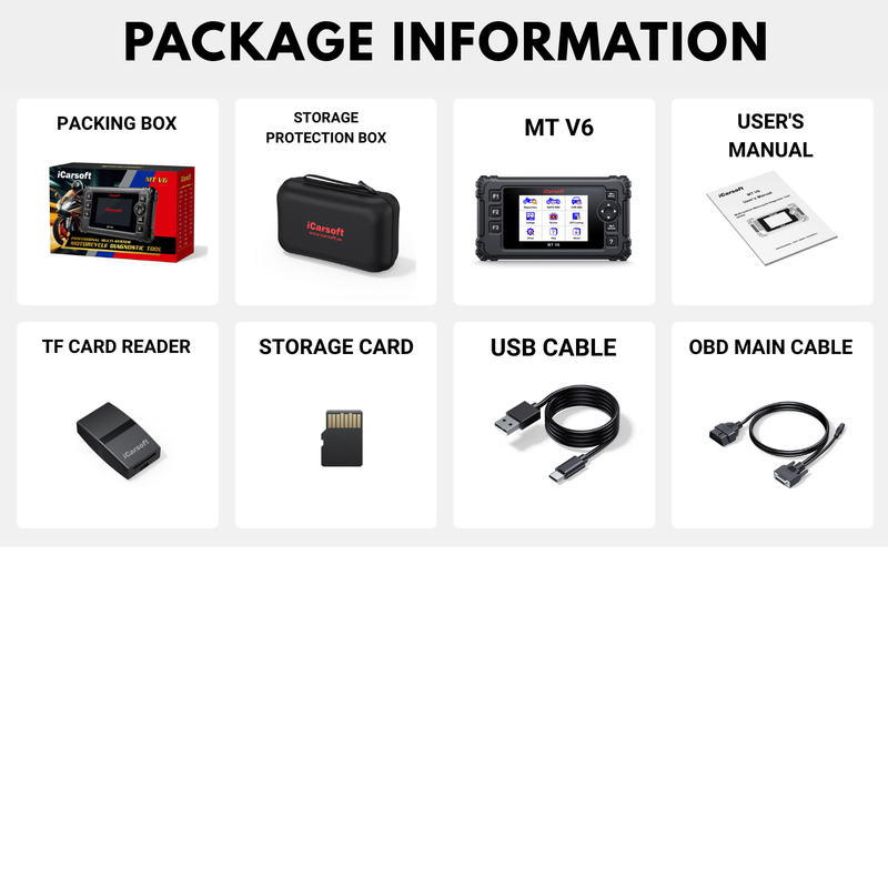 Storage-protection-box-MT-V6-User-s-Manual-TF-Card-Reader-Storage-Card-USB-Cable-OBD-Main-Cable