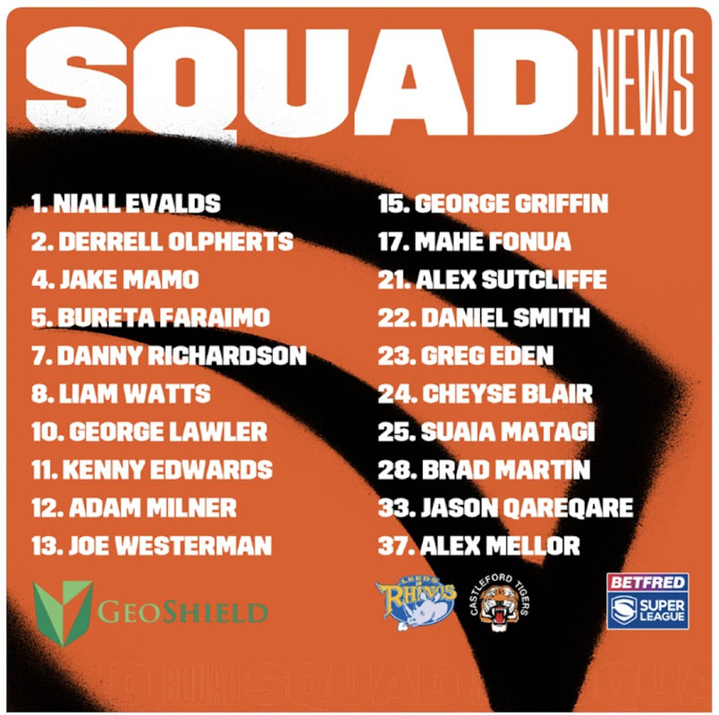 Squad for Magic vs Leeds