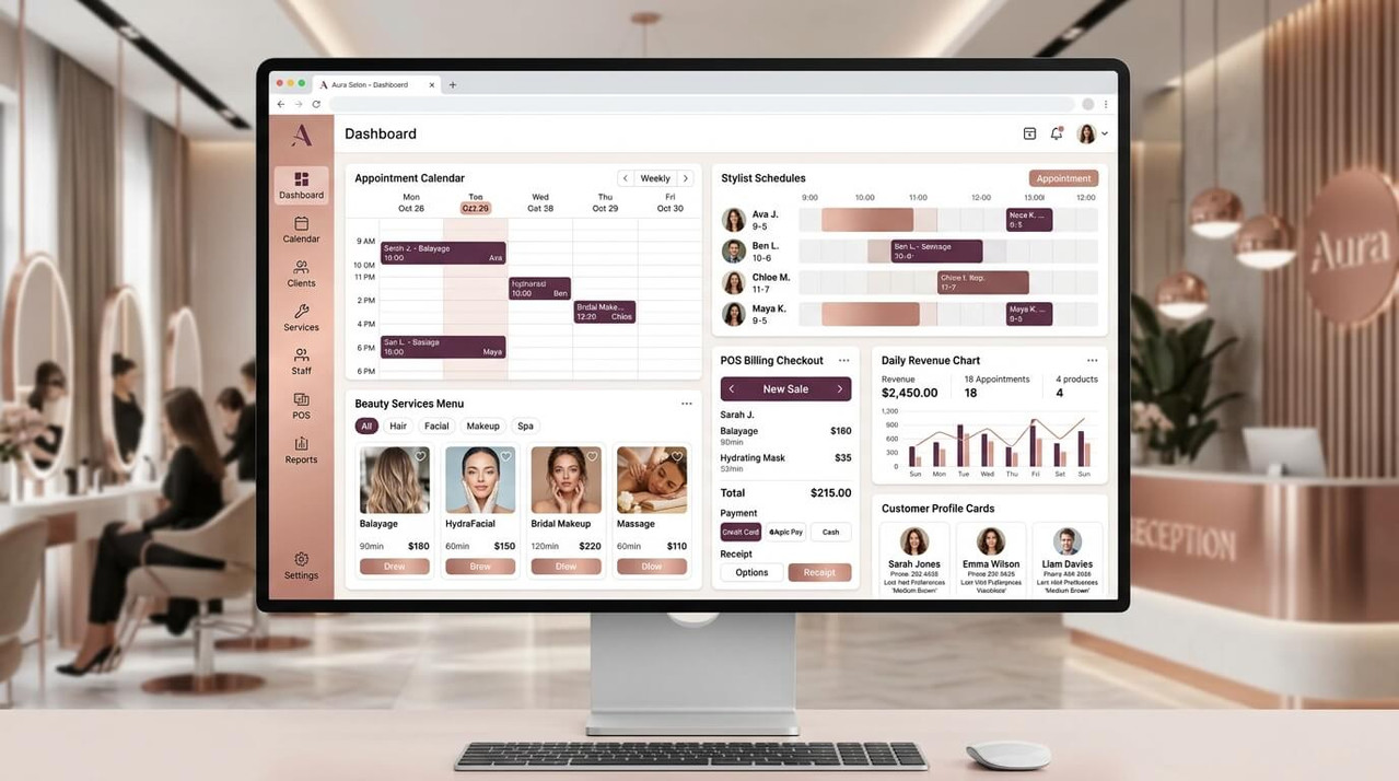 Beauty Salon Management Software Dashboard by MM IT SOFT LTD