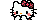 Pixel art of Hello Kitty blowing a kiss