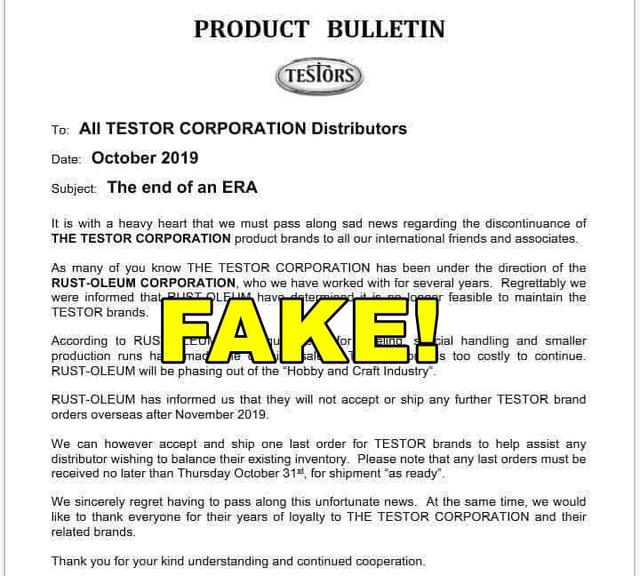 This Just In Testors To Cease International Distribution Sales The Rumourmonger Britmodeller Com