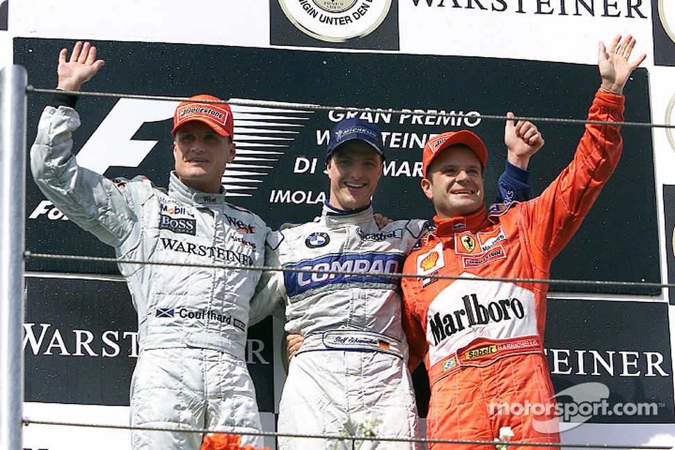 Temporada 2001 de Fórmula 1 F1-san-marino-gp-2001-the-podium-david-coulthard-ralf-schumacher-and-rubens-barrichello