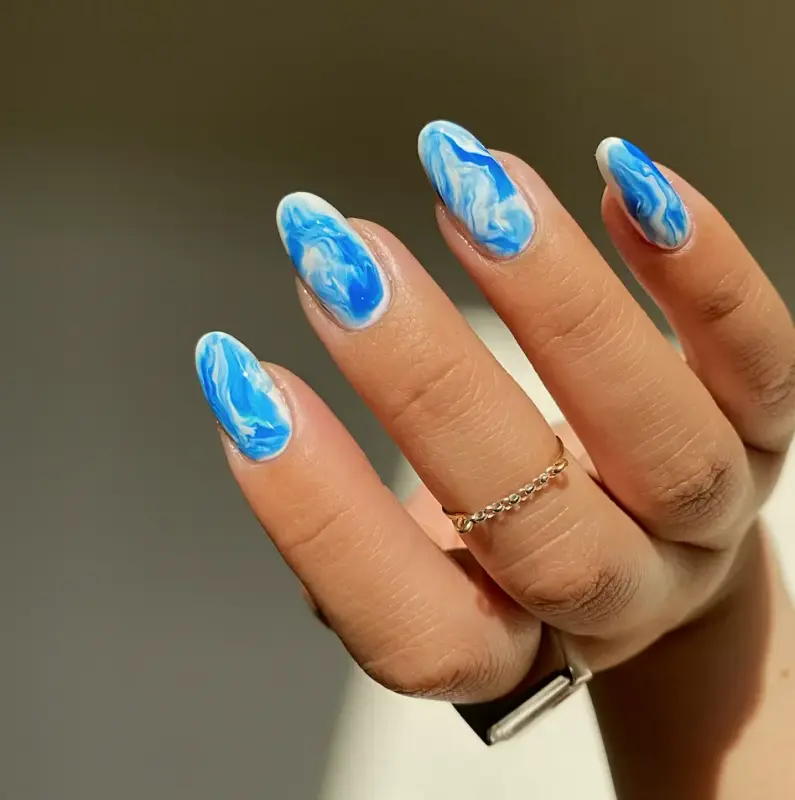 Blue colour nail art designs
