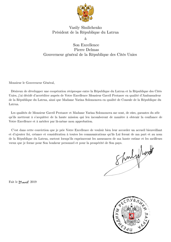 Lettre de créance Lettre de créance