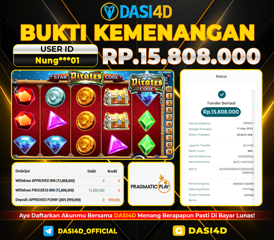 BUKTI KEMENANGAN 11 AGUSTUS 2025 DI STAR PIRATES CODE WD 15.808.000