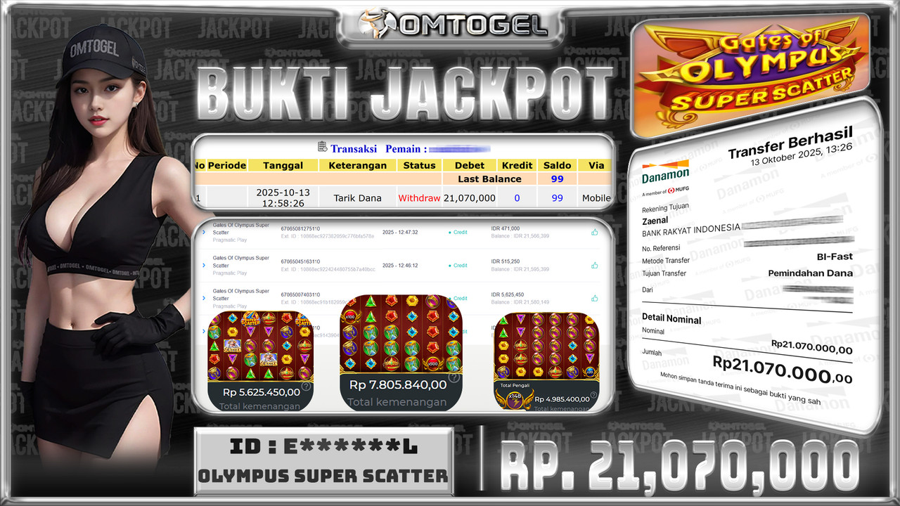 OMTOGEL JACKPOT PRAGMATIC PLAY GATES OF OLYMPUS SUPER SCATTER 21 JUTA DI BAYAR LUNAS ,-