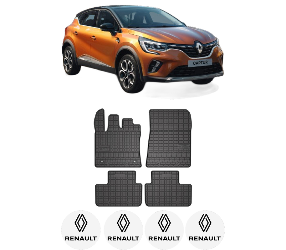 Set covorase presuri RENAULT CAPTUR II (HF_) din 2020-2021, auto, din cauciuc thermoplastic, 4 Stickere auto cu RENAULT