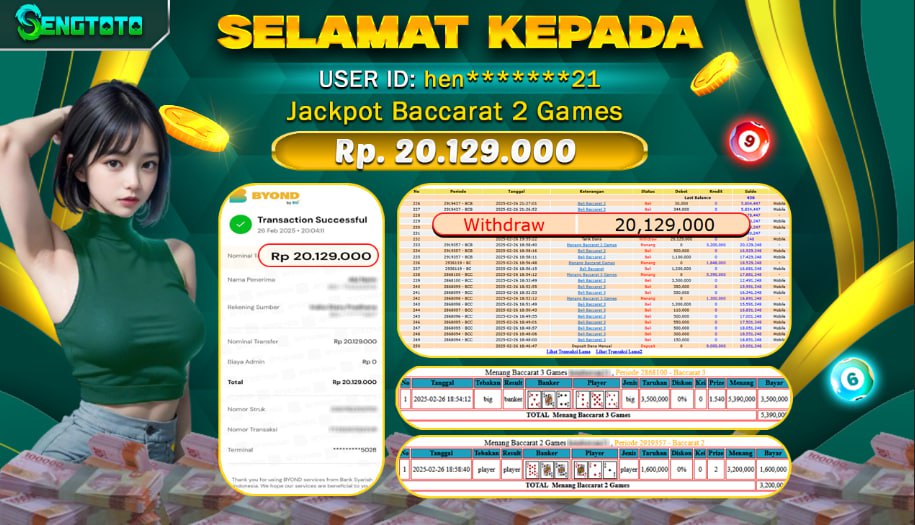 BUKTI PEMBAYARAN LIVE GAMES BACCARAT 2 GAMES