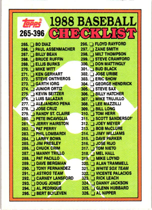 1988 Topps Baseball (201-400) // U Pick Cards - Build Set // Buy4+ Save70% - Picture 174 of 201