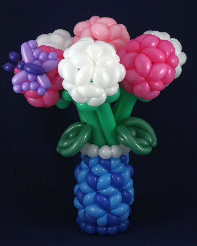 1500p ваза с цветами-шариками и бабочкой a