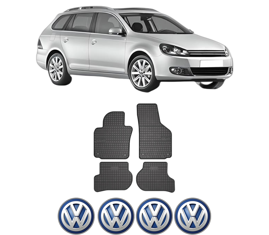 Set covorase presuri Volkswagen GOLF VI Variant (AJ5) din 2009-2013, auto, din cauciuc thermoplastic, 4 Stickere auto cu Volkswagen