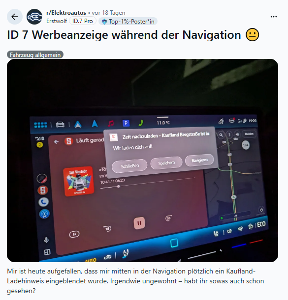Werbung auf dem VW ID.7-Cockpit-Display
